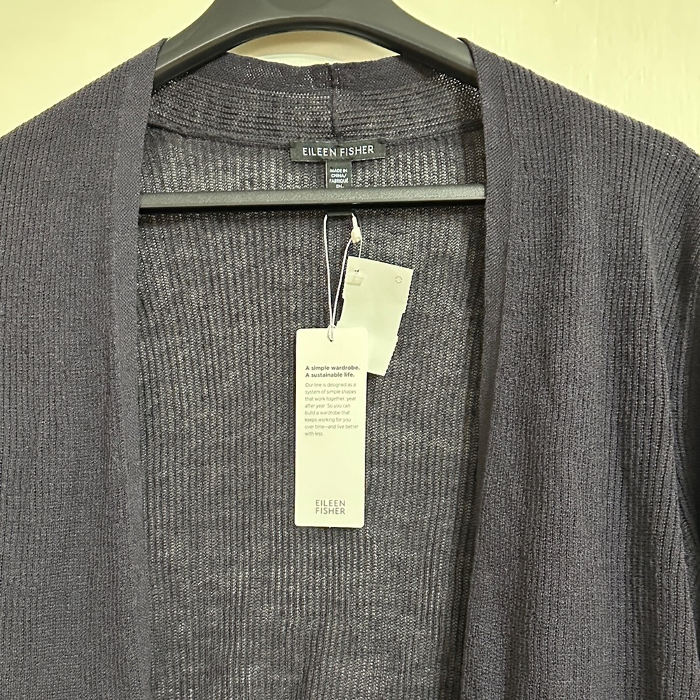 Eileen Fisher Charcoal Open Front Cardigan